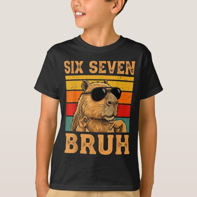 Camiseta Funny Capybara 67 Meme Six Seven Bruh Boys Teens K (Frente)
