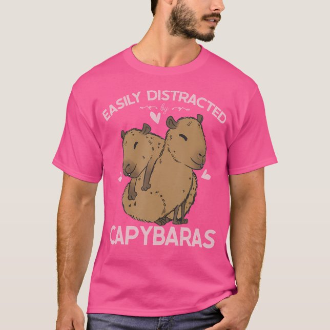 Camiseta Funny Capybara Carpincho Facilmente Distraido Por  (Frente)