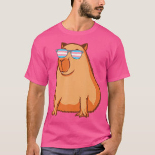 Camiseta Funny Capybara Com Óculos Bandeira Transgênero Cap