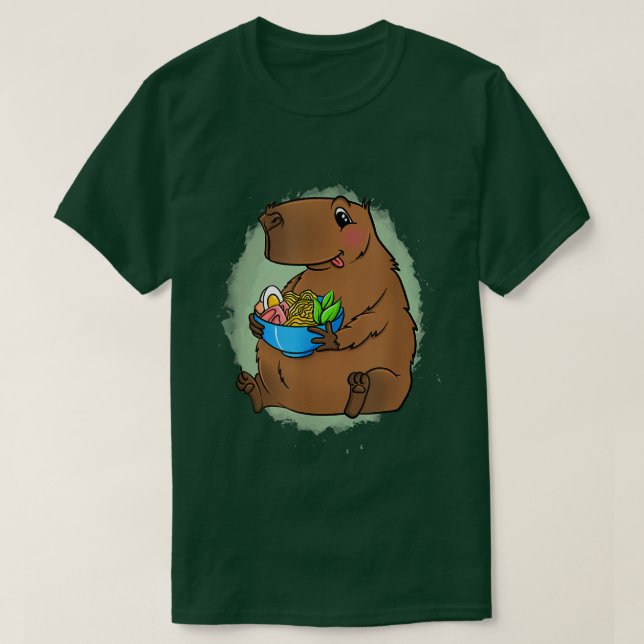 Camiseta Funny Capybara Comendo Ramen Noodles Lover (Frente do Design)