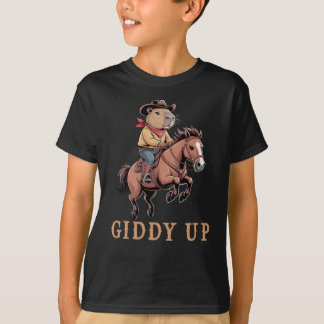 Camiseta Funny Capybara Cowboy Andando Cavalo Giddy