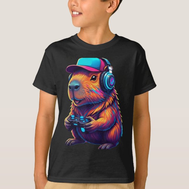 Camiseta Funny Capybara Gamer Gaming Video Games Capybara  (Frente)