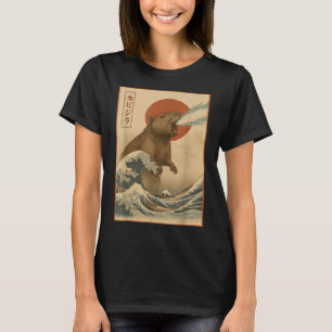 Camiseta Funny Capybara Japonesa Onda Capyzilla Boys Girls