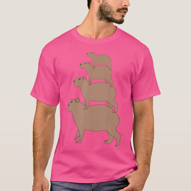 Camiseta Funny Capybara Pyramid Capybara Riding Capybara (Frente)