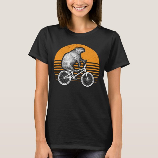 Camiseta Funny Capybara Riding Bike Retro Capibara Biciclet (Frente)