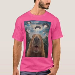 Camiseta Funny Capybara Selfie Ufo Alienígena Humor Impress