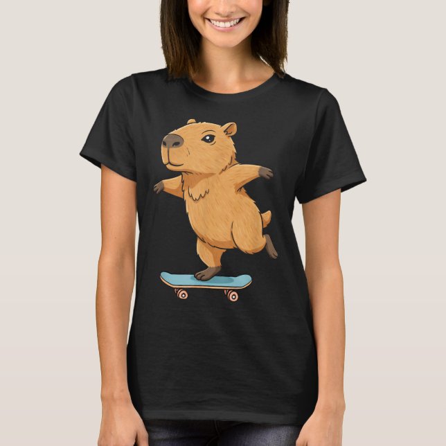 Camiseta Funny Capybara Skater Skateboard Ballerina Zoo Boy (Frente)