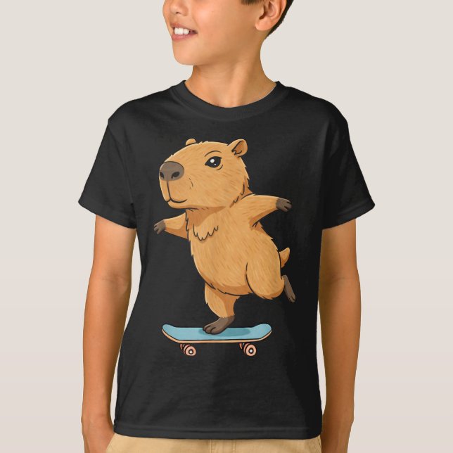 Camiseta Funny Capybara Skater Skateboard Ballerina Zoo Boy (Frente)