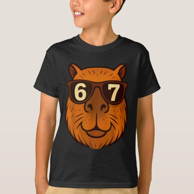 Camiseta Funny Capybara Sungles 67 Six Seven Meme  (Frente)