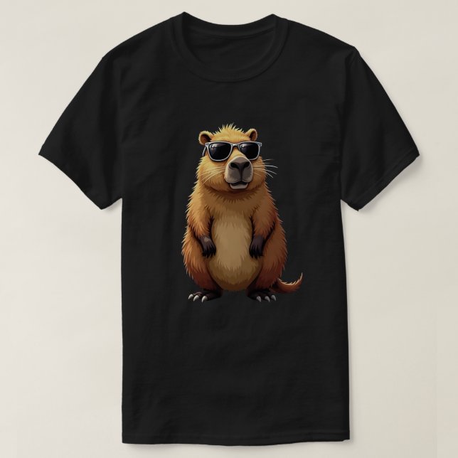 Camiseta Funny Capybara Vestindo óculos escuros (Frente do Design)