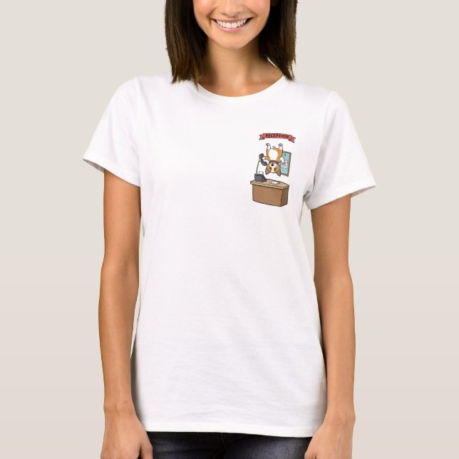 Camiseta Funny Cartoon Corgi Receptionist Hanging Upside (Frente)