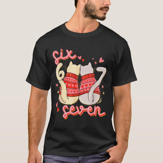 Camiseta Funny Cat 67 Meme Six Seven Gen Alpha Slang Valent (Frente)