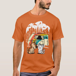 Camiseta Funny Cat and Dog Camping with Friends Caravan fri