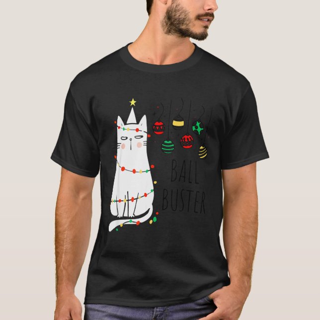 Camiseta Funny Cat Ball Buster Christmas Humor  (Frente)