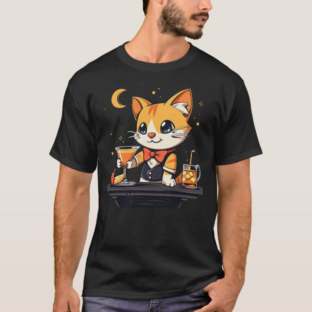 Camiseta Funny Cat Bartender (Frente)
