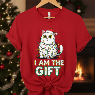Camiseta Funny Cat Christmas – I Am The Gift | Cute Kitty