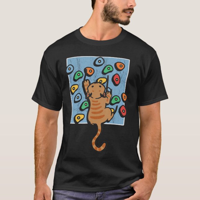 Camiseta Funny Cat Climber Climbing Wall Bouldering Climb b (Frente)