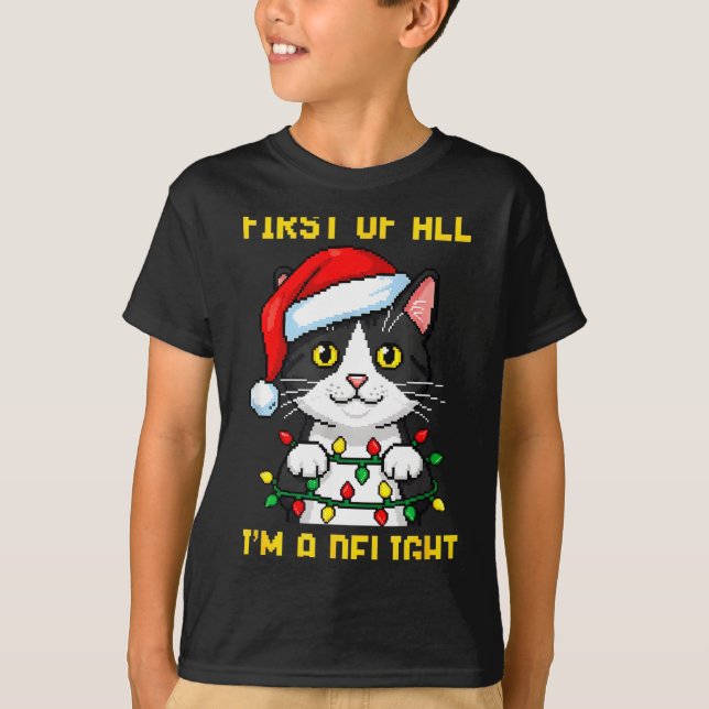 Camiseta Funny Cat First Of All I'm A Delight Retro Gaming  (Frente)