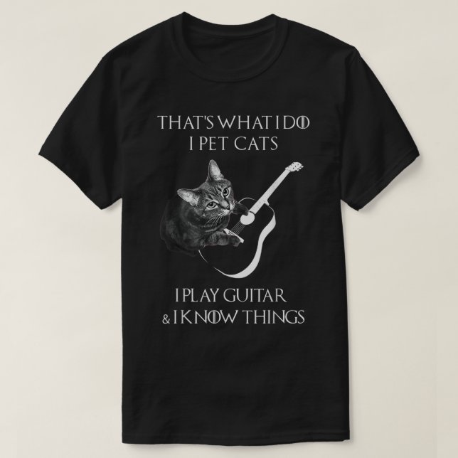 Camiseta Funny Cat Guitarist Music Lover Design (Frente do Design)