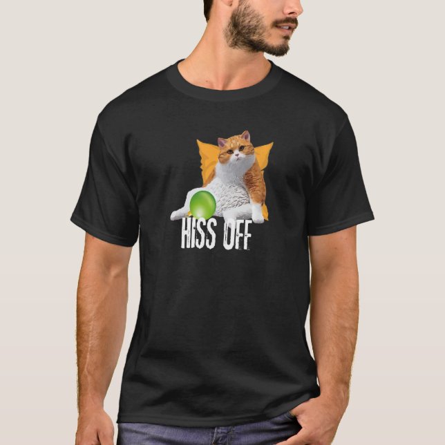 Camiseta Funny Cat Hiss Off Meowy Cat Premium (Frente)