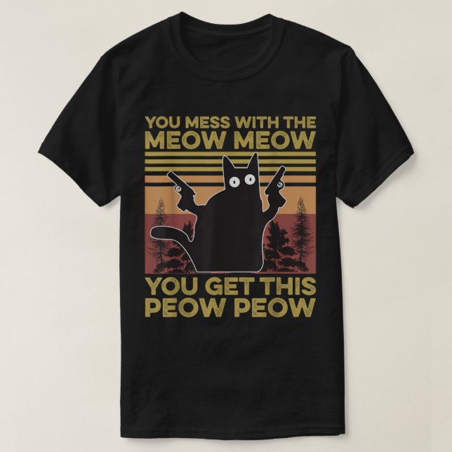 Camiseta Funny Cat Meow Meow Peow Peow (Frente do Design)