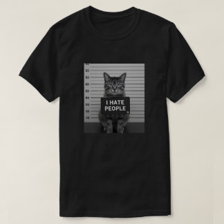 Camiseta Funny Cat Mugshot “I Hate People” tshirt