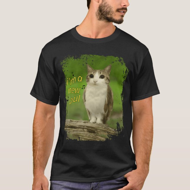 Camiseta Funny Cat Owl Unhinged Brainrot Internet Meme Meow (Frente)
