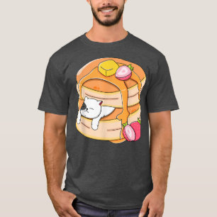 Camiseta Funny Cat Pancake Kawaii Strawberry Breakfast Anim