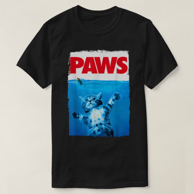 Camiseta Funny Cat PAWS Parody Design (Frente do Design)