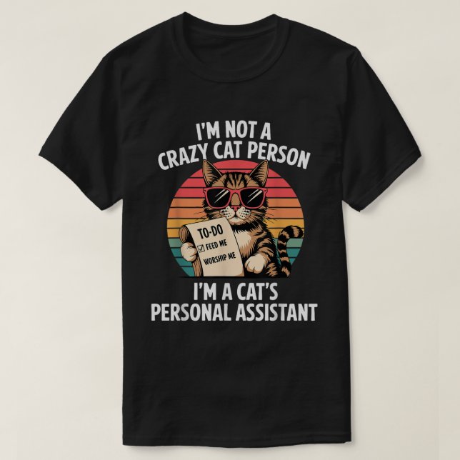Camiseta Funny Cat Personal Assistant Retro Tee (Frente do Design)