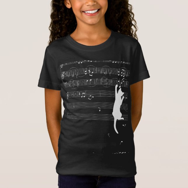 Camiseta Funny Cat Playing With Music Note Cat Lover Gift (Frente)