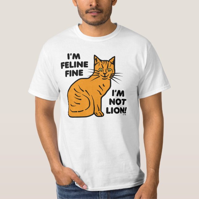 Camiseta Funny Cat Pun Orange Feline Gatinho fino (Frente)