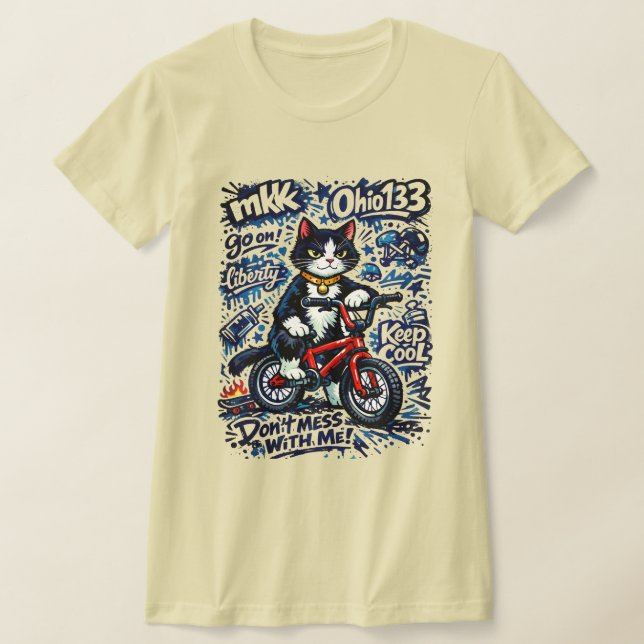 Camiseta Funny cat ridinga bikeT-Shirt (Postura )