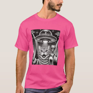Camiseta Funny Cat Selfie com Extratador de Rapto de Aliení