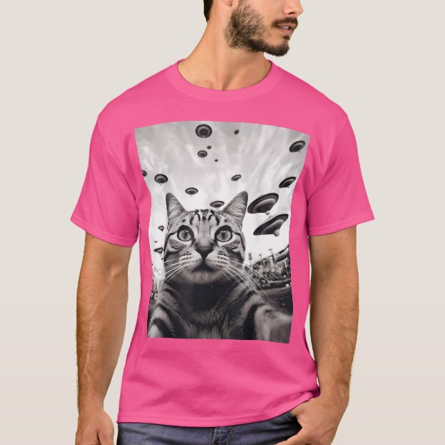 Camiseta Funny Cat Selfie Ufo (Frente)
