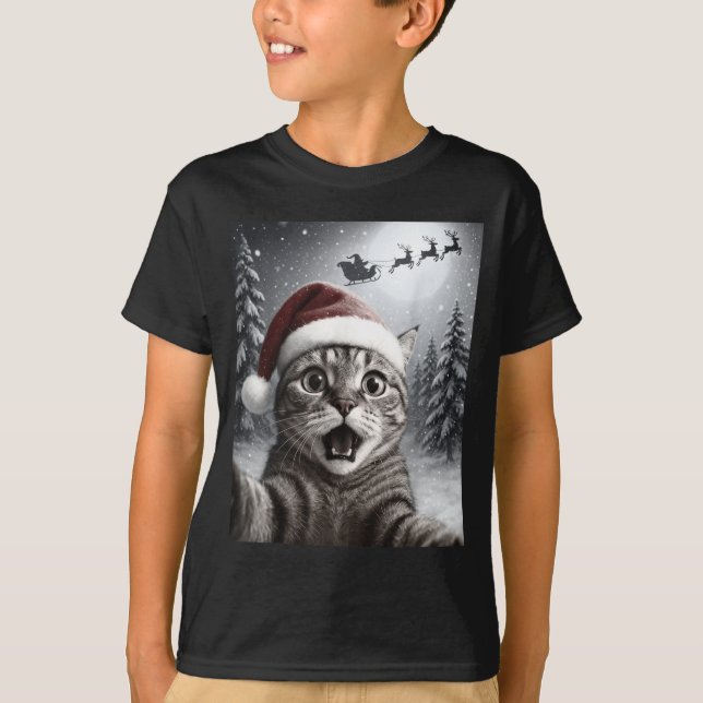 Camiseta Funny Cat Selfie With Santa Claus Christmas Men Wo (Frente)