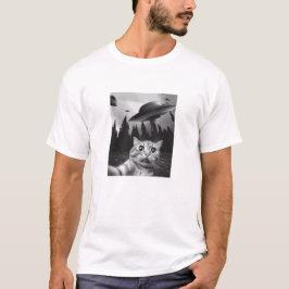 Camiseta Funny Cat Selfie With UFOs