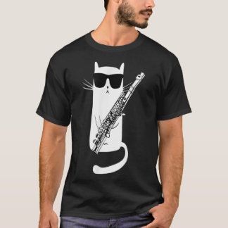 Camiseta Funny Cat Wearing Sunglasses Playing Flute Essenti