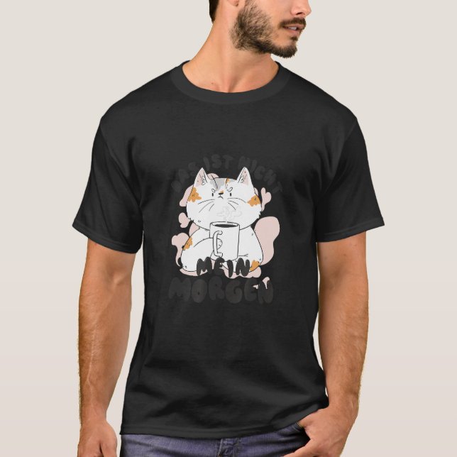 Camiseta Funny Cat with Coffee Mug Good Morning (Frente)