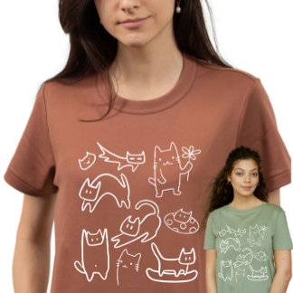 Camiseta Funny Cats Doodles