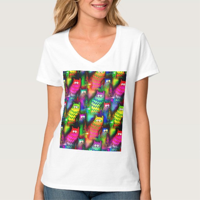 Camiseta Funny Cats Pattern-54578 (Frente)