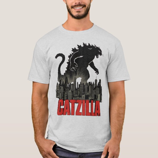 Camiseta Funny Catzilla Cat Monster T-Shirt (Frente)