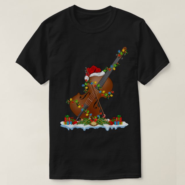 Camiseta Funny Cello Music Lover Xmas Lighting Papai noel C (Frente do Design)