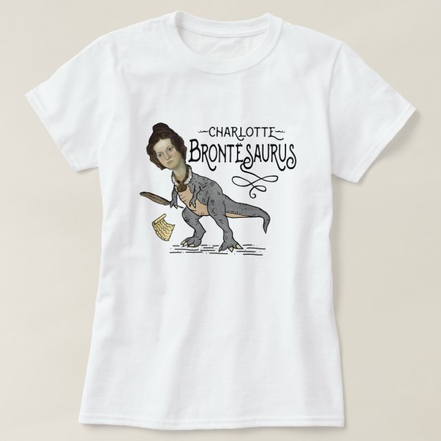 Camiseta Funny Charlotte Bronte Surus Dinossaur Book Reader (Frente do Design)