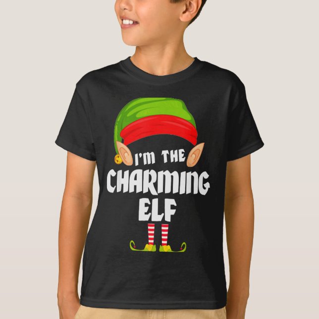 Camiseta Funny Charming Elf Matching Family Group Pj Christ (Frente)