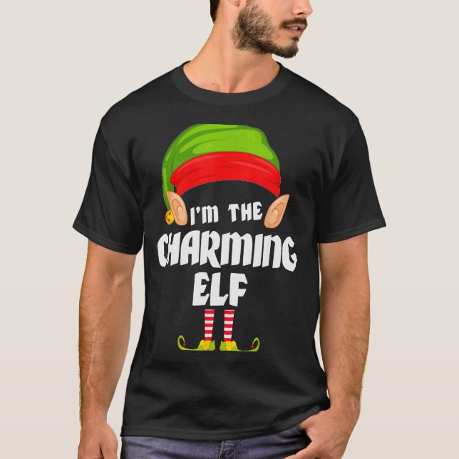 Camiseta Funny Charming Elf Matching Family Group Pj Christ (Frente)