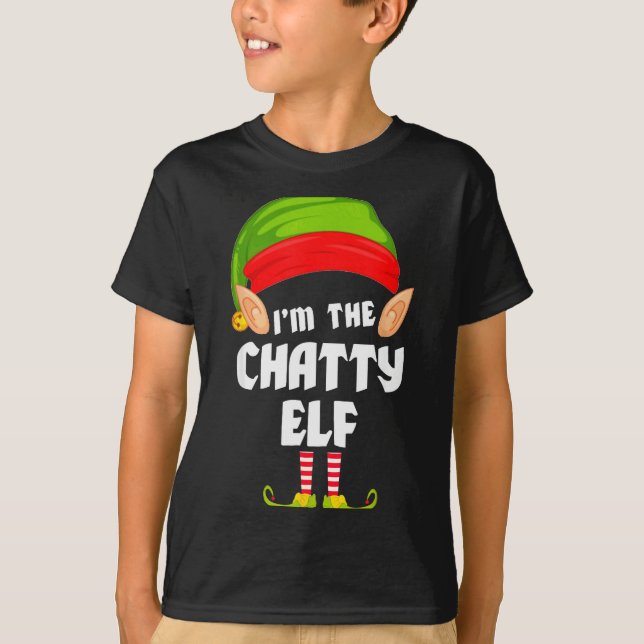 Camiseta Funny Chatty Elf Matching Family Group Pj Christma (Frente)