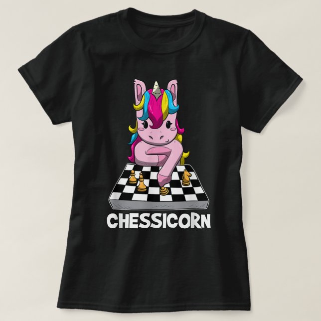 Camiseta Funny Chessicorn Unicorn Chess Design (Frente do Design)