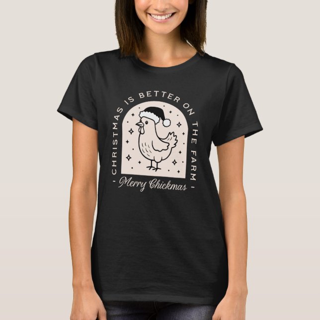 Camiseta Funny chicken Christmas farm puns whimsical black (Frente)