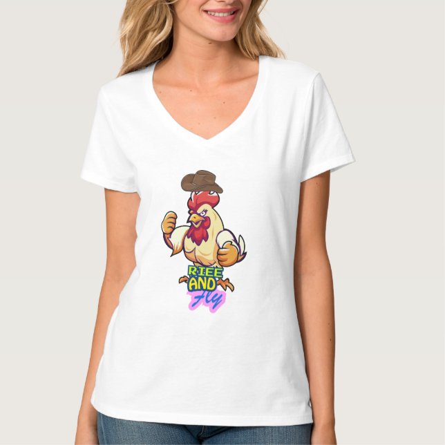 Camiseta Funny Chicken Rise and Fly” T-Shirt (Frente)